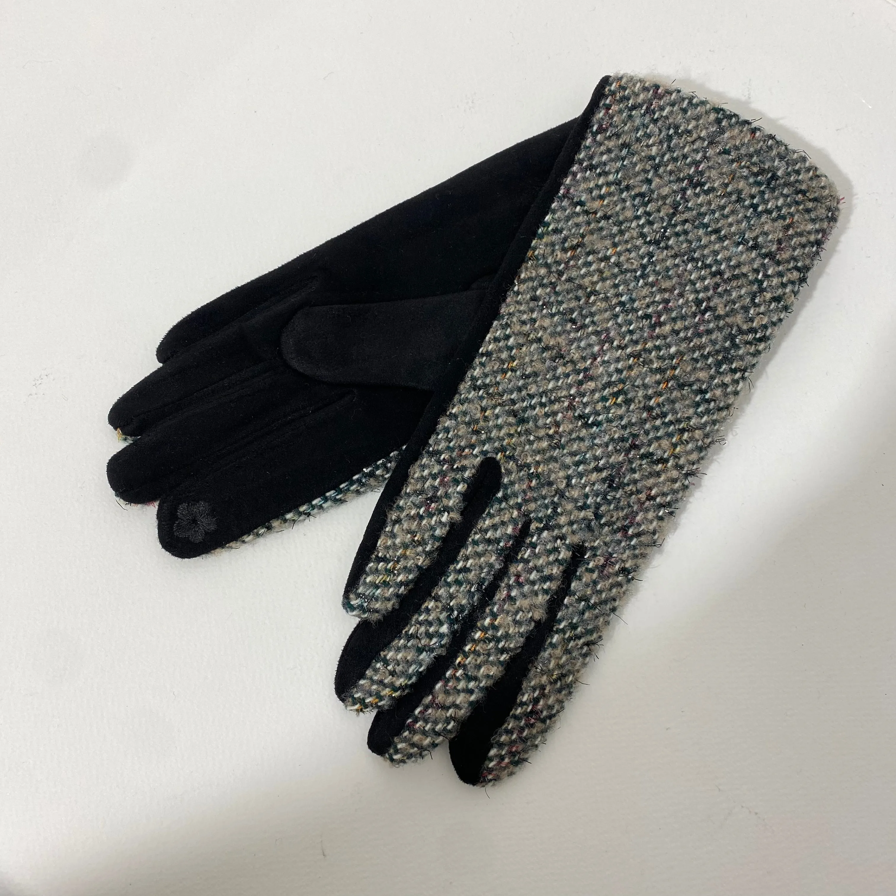 Winter Gloves - Tweed and Glitz, Black