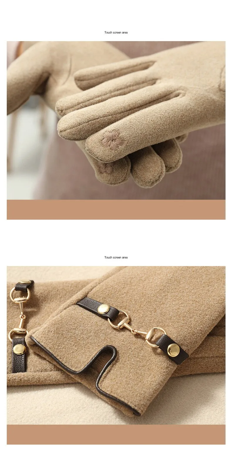 Winter Gloves Women, Touch Screen Gloves Winter Warm Strap With Buckle