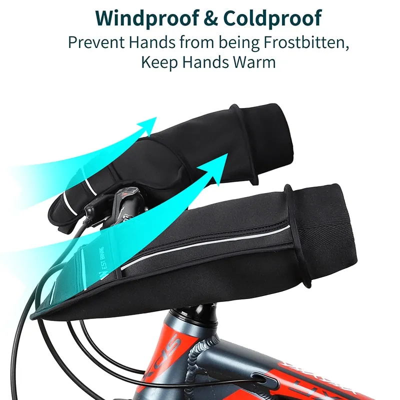 Winter Warm Bike Handlebar Gloves Windproof MTB Bike Outdoor Riding Gloves Electric Bike Motorcycle Cycling Gloves