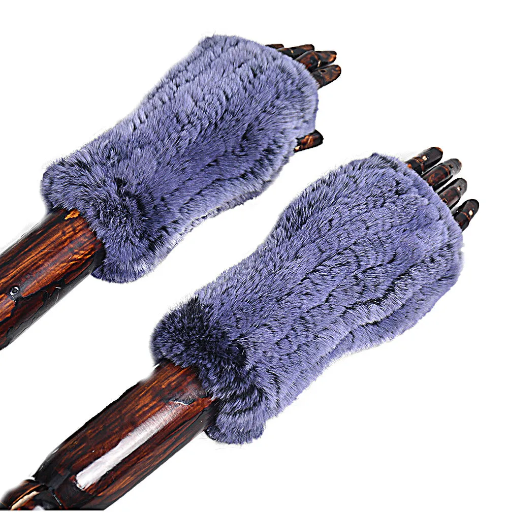 Women's fingerless gloves half finger thickened double-sided Rex rabbit hair thickened bicycle windproof