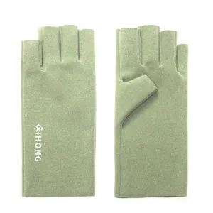 WST-41 Winter Thin Flannel Warm Finger Gloves Nail Protective Gloves, Spec: Finger (Green)