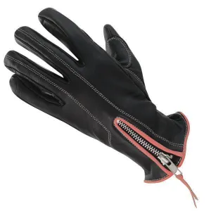 Xelement UK826122 'Classic' Women's Black/Pink Zippered Leather Motorcycle Gloves