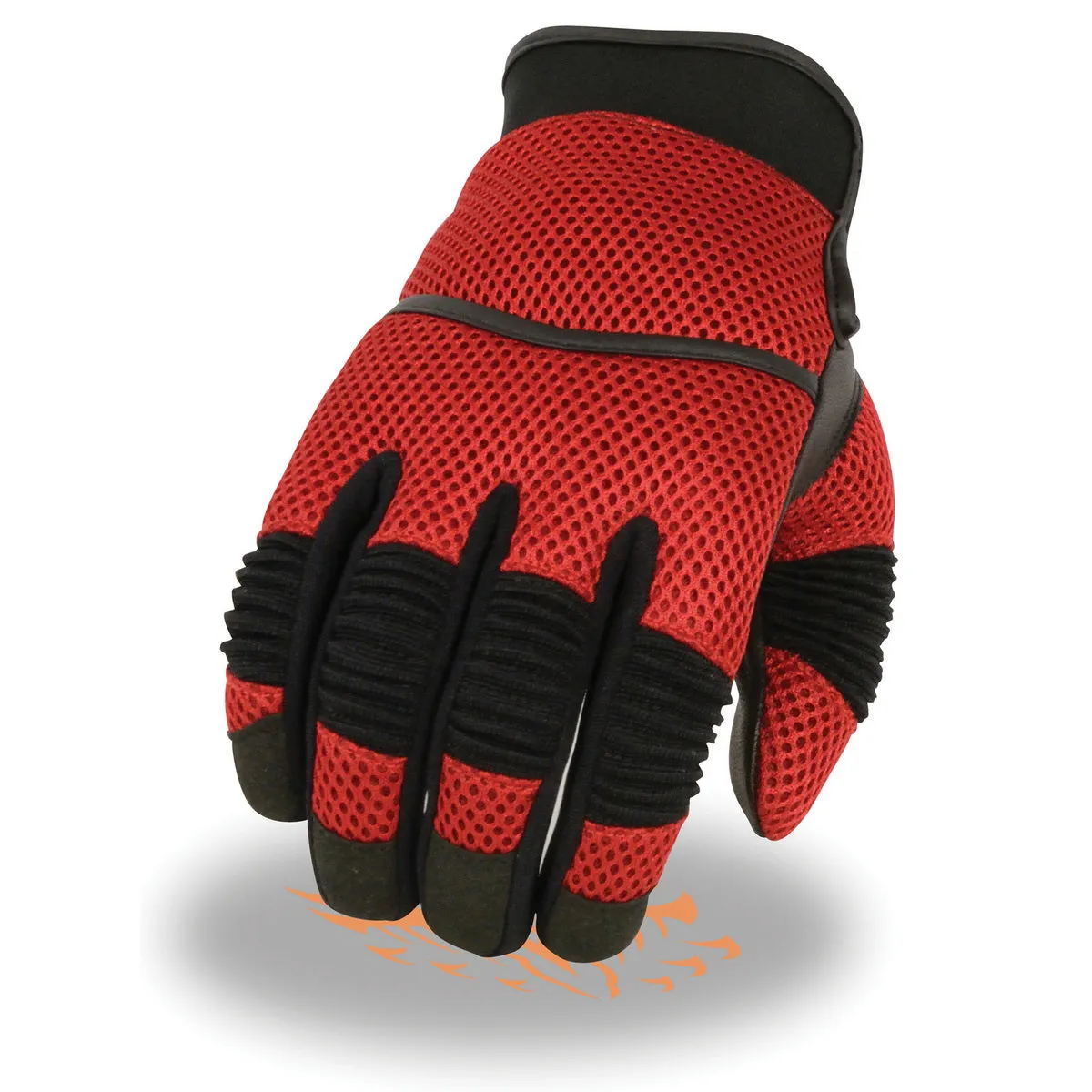 Xelement XG791 Men's Black and Red Mesh and Leather Racing Gloves